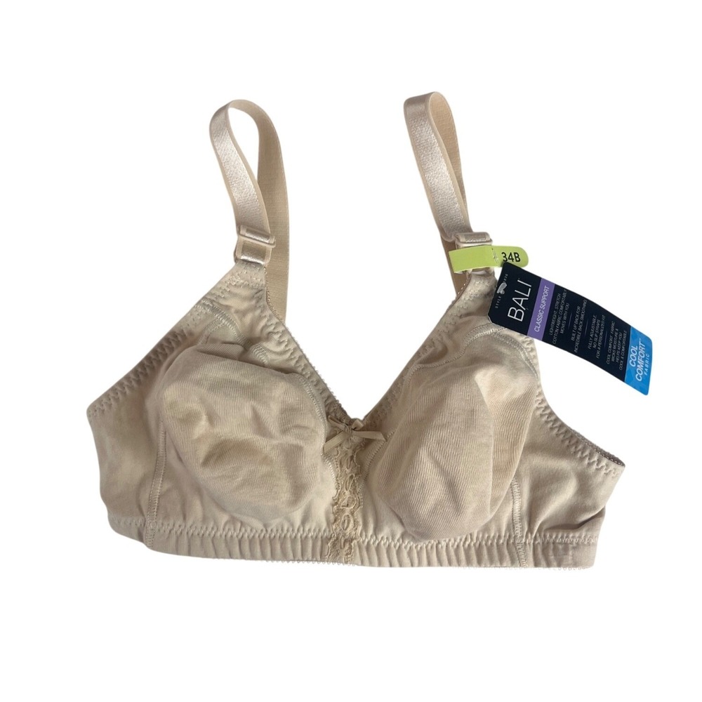 Bali Classic Support Bra Beige 34B New Cool Comfort Fabric Wireless DF3036